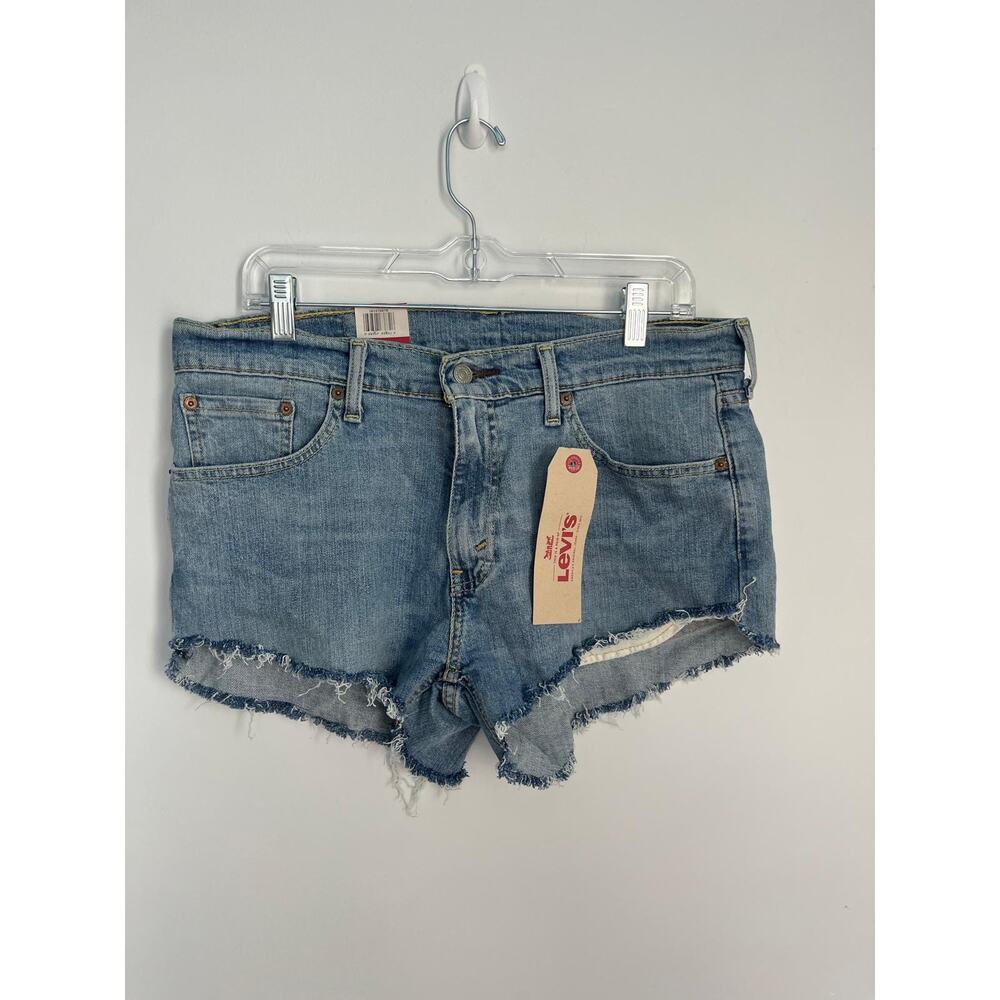 Levis 541 Denim Shorts Women 32 Distressed Raw Hem High Rise
